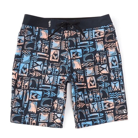 Salt Life Men’s Tiki Waves Boardshort NWT Black Size 40 - Picture 1 of 4